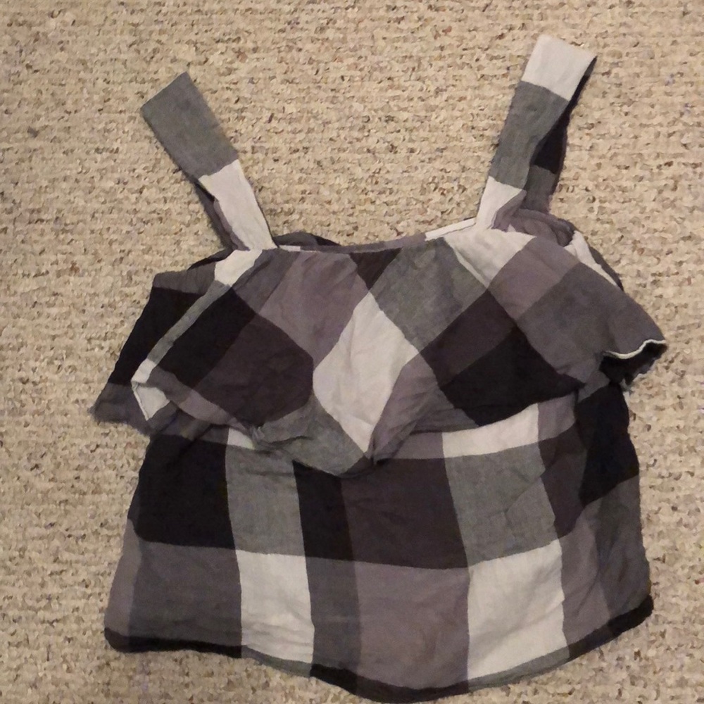 Black and white plaid tank top, Size M